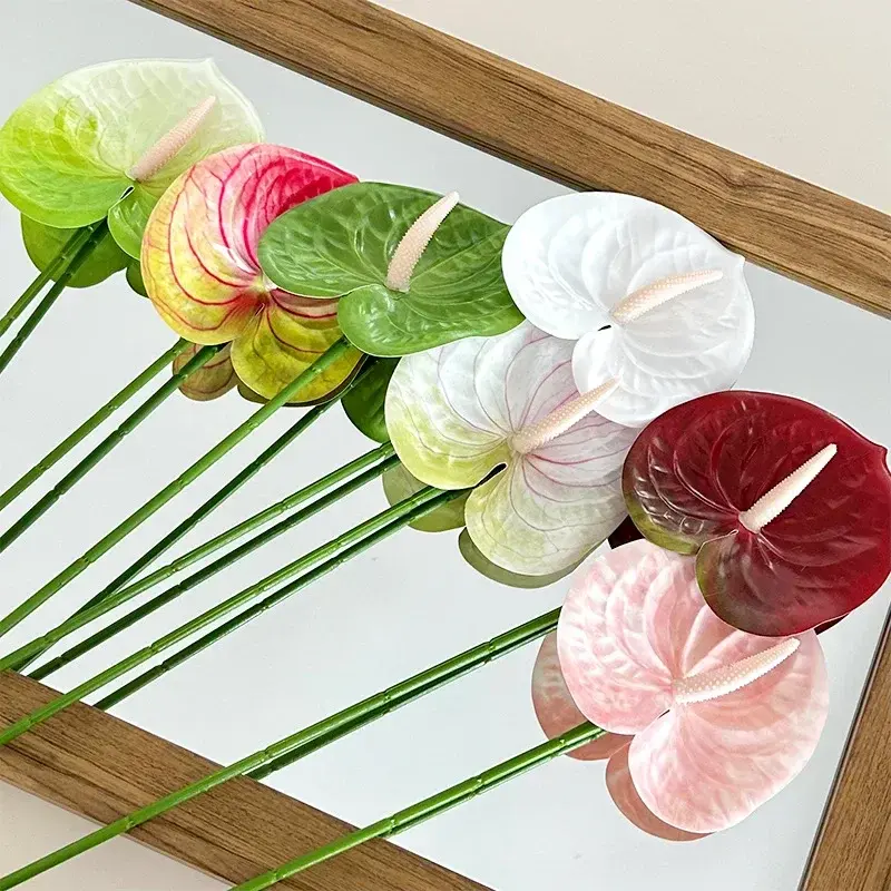 New 62CM Artificial Red Flamingo Palm Silk Flower Wedding Flower Arrangement Soft Decoration for Wedding Home Decoration