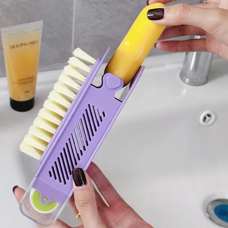 2025 New Household Anti Slip Draining Soap Storage Box Stain Remover Brush with Dense & Soft Bristles Soap Frother