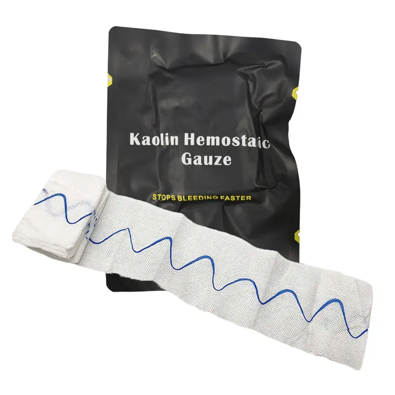 Hemostatic Kaolin Gauze Combat Emergency Trauma Z-Fold Soluble For Ifak Tactical Military First Aid Kit Medical Wound Dressing