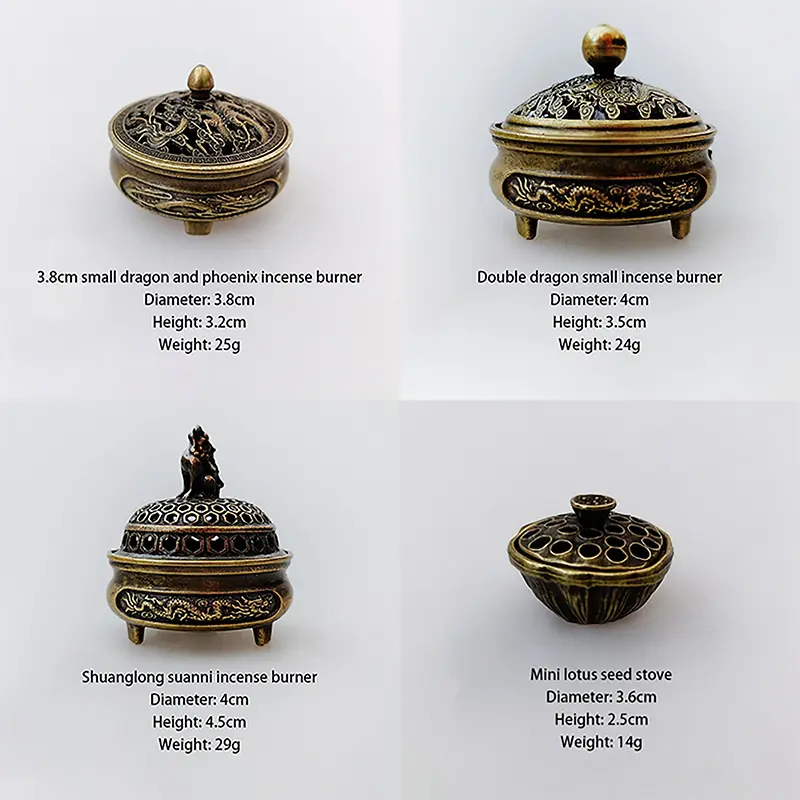 Lotus Flower Incense Burner Buddhism Buddha Holder Brass Mini Sandalwood Censer Incense Metal Craft Home Decoration