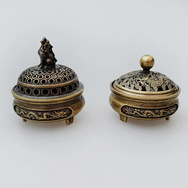 Lotus Flower Incense Burner Buddhism Buddha Holder Brass Mini Sandalwood Censer Incense Metal Craft Home Decoration