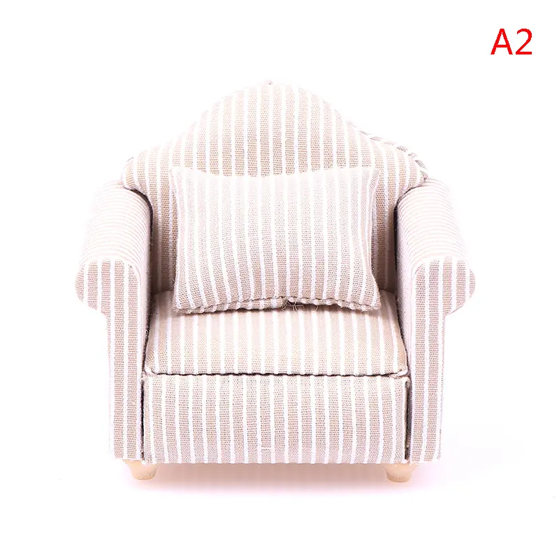 1:12 Mini Furniture Sofa with Pillow For Dollhouse Kids Pretend Play DIY Decor