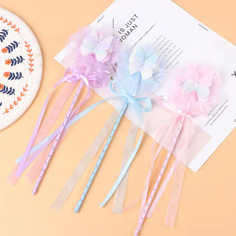 Cute Butterfly Magic Stick Fairy Wand Princess Cosplay Props Wand For Girls Birthday Halloween Party Supplies