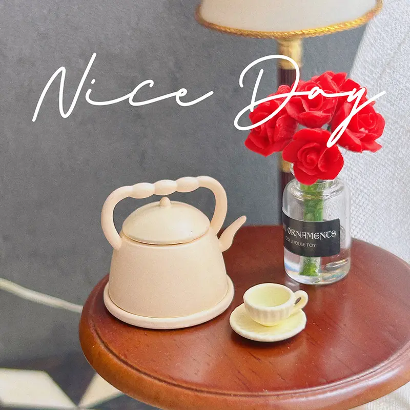 1Pc 1:12 Miniature Teapot Tea Kettle Dollhouse Kitchen Food Accessories Dolls House Kitchen Furniture Teapot