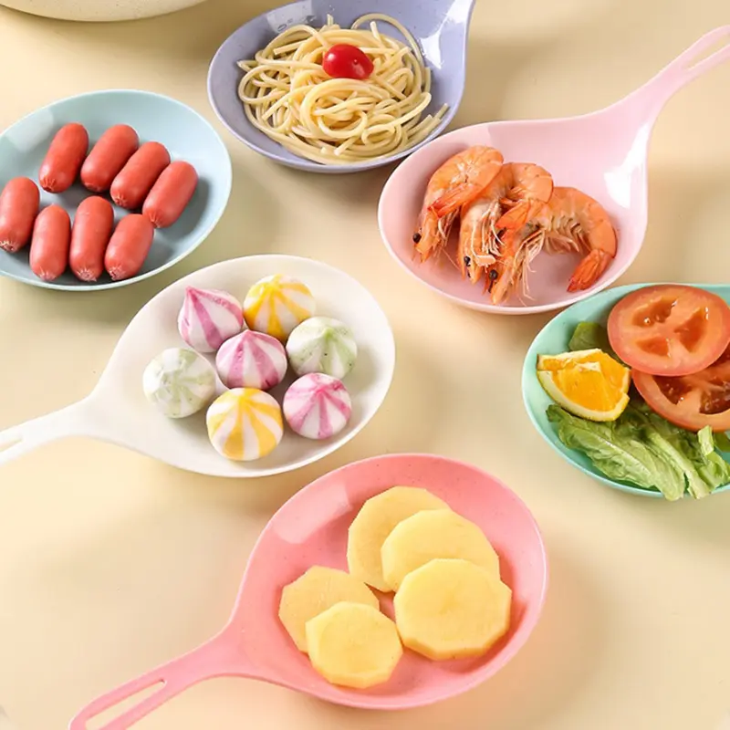 Korean Handheld Dish Fashion White With Handle Large Spoon Tray Fries Fried Chicken Snack Plate Fruit Dessert Cake Platter New