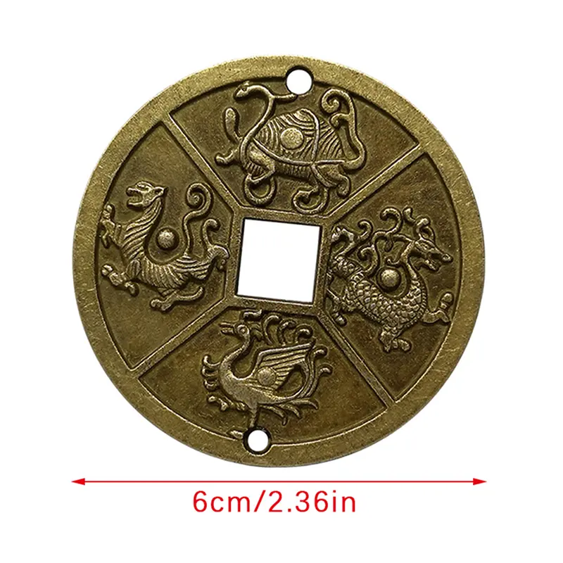 1PC Ancient Chinese Four Celestial Animals Mythical Creatures Feng Shui Coin Brass Lucky Coin Good Fortune Collection Gift