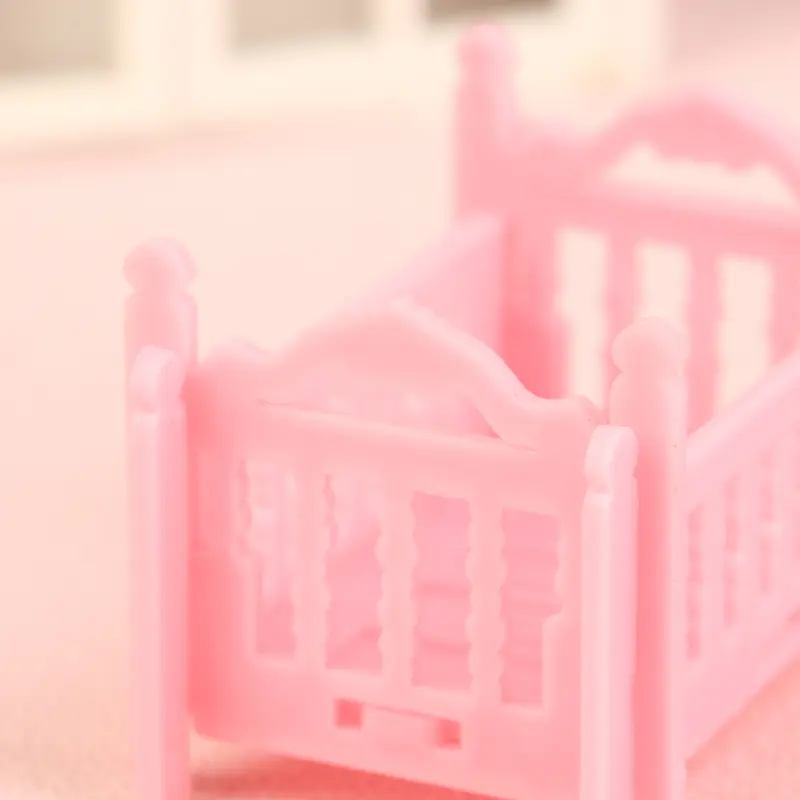 Dollhouse Miniature Cradle Crib Bedding Set Baby Doll Furniture Toys For Dolls Furniture Decorate