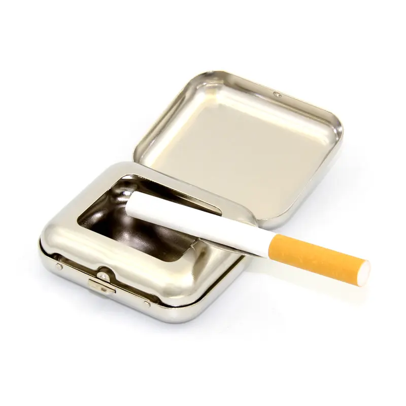 N2HAO Smallsweet Stainless Steel Square Pocket Ashtray metal Ash Tray Pocket Ashtrays With Lids Portable Ashtray