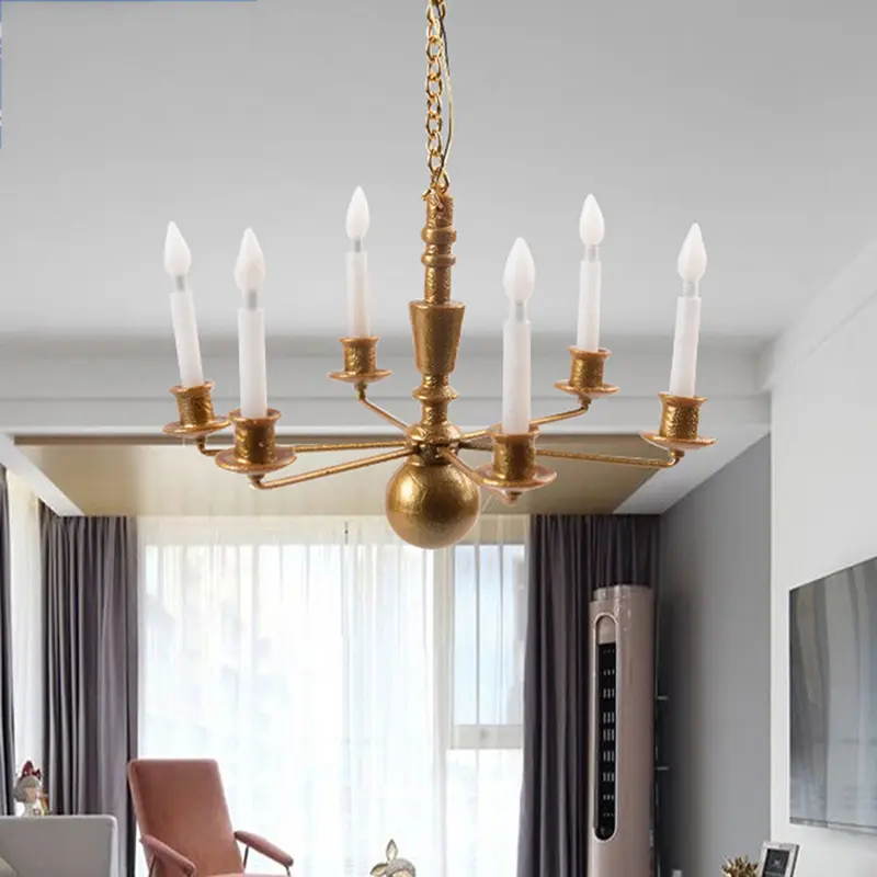 Kid’s Realistic Dollhouse Furniture Chandelier Sand Table Toy LED Ceiling Lamp