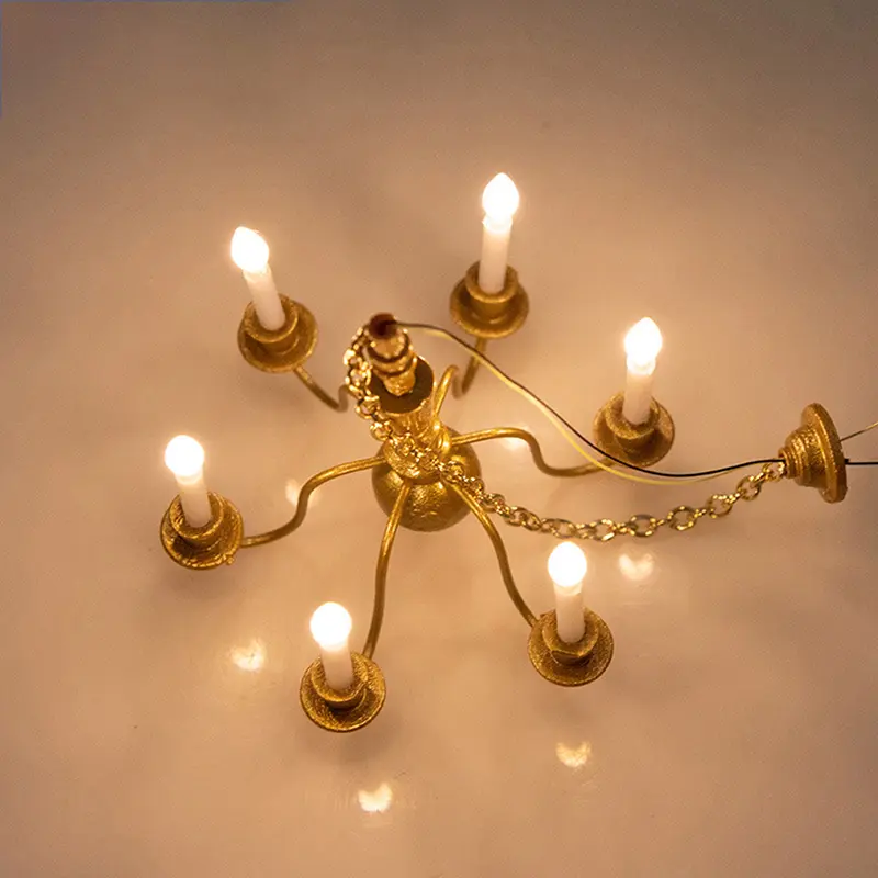 Kid’s Realistic Dollhouse Furniture Chandelier Sand Table Toy LED Ceiling Lamp