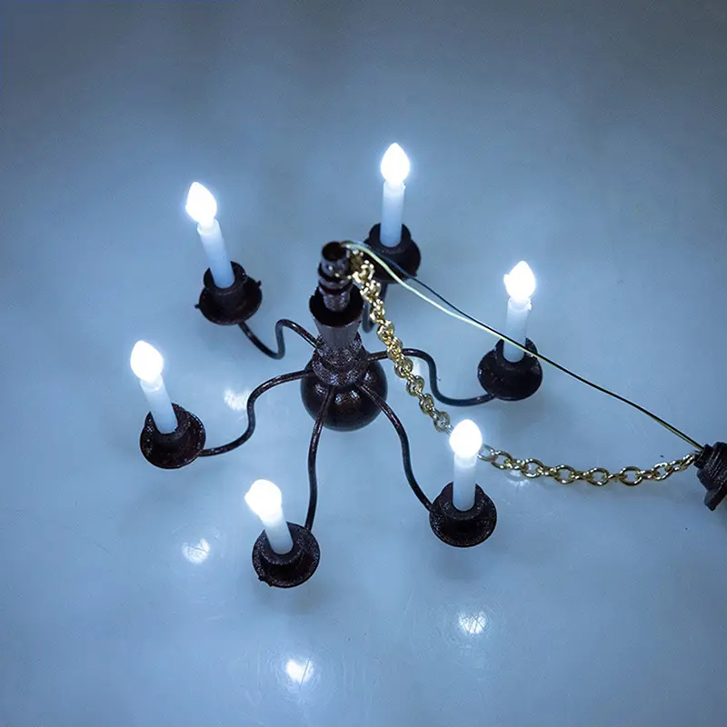 Kid’s Realistic Dollhouse Furniture Chandelier Sand Table Toy LED Ceiling Lamp