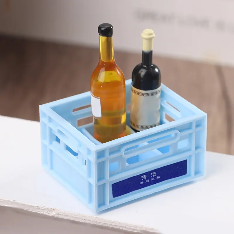1:12 Dollhouse Miniature Basket Drink Storage Basket Beer/Cofee Basket Model Kitchen Decor Toy Doll House Accessories