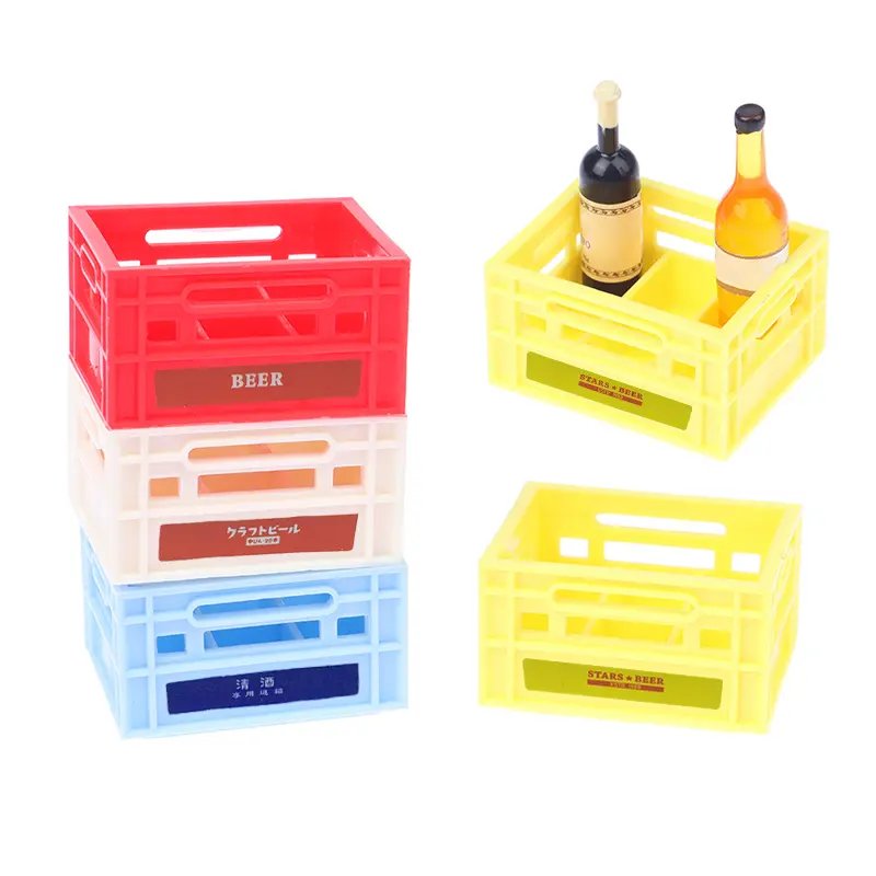 1:12 Dollhouse Miniature Basket Drink Storage Basket Beer/Cofee Basket Model Kitchen Decor Toy Doll House Accessories