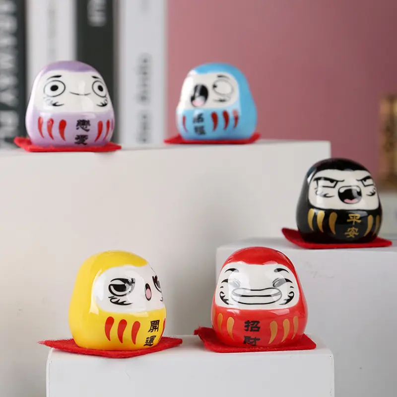 Miniature Landscape Home Decoration DIY Accessories Gifts Cartoon Ceramic Daruma Doll Crafts Lucky Charm Fortune Ornament
