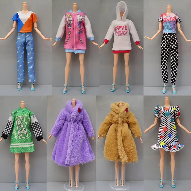 1Set Fashion Outfits for 1/6 Doll Casual Skirt Vest Shirt Pants Dress Dollhouse Accessories Clothes