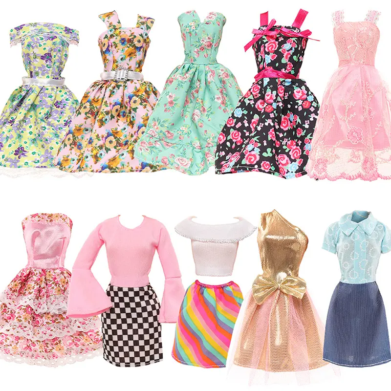 30CM Doll Clothes Changing Fashion Set Street Photo Dress Casual Pants Set Floral Skirt