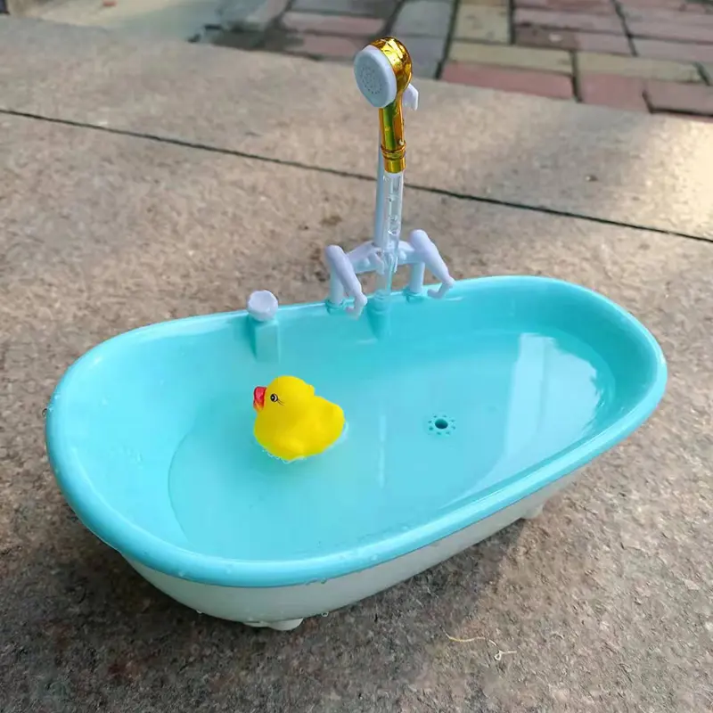 Miniatures Electric Bathtub Doll Accessories Plastic Tub 1:6 Scale Dollhouse Furniture Spraying Water Kids Bathing Toys