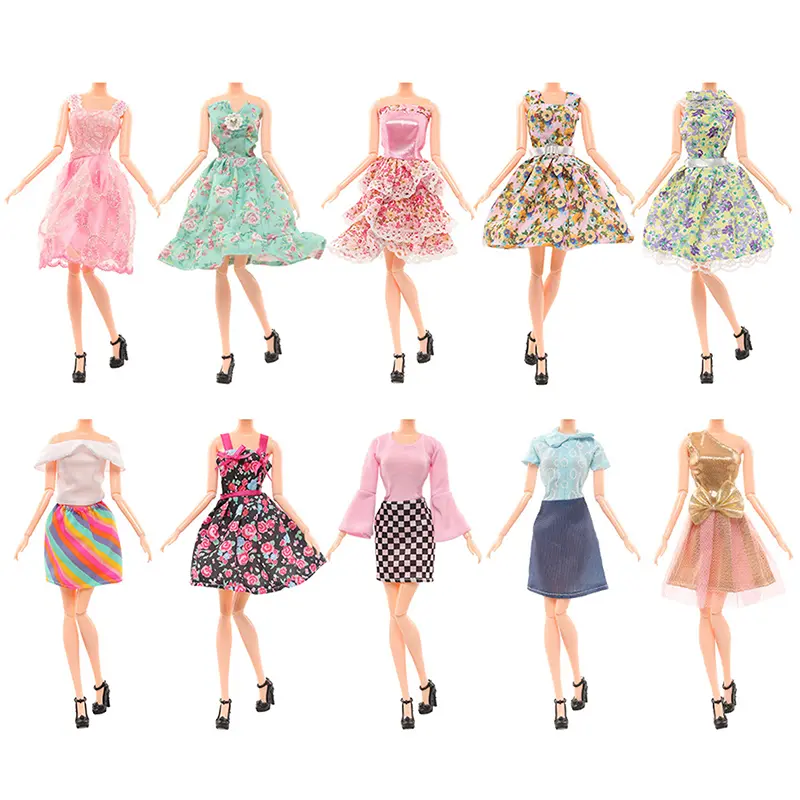 30CM Doll Clothes Changing Fashion Set Street Photo Dress Casual Pants Set Floral Skirt