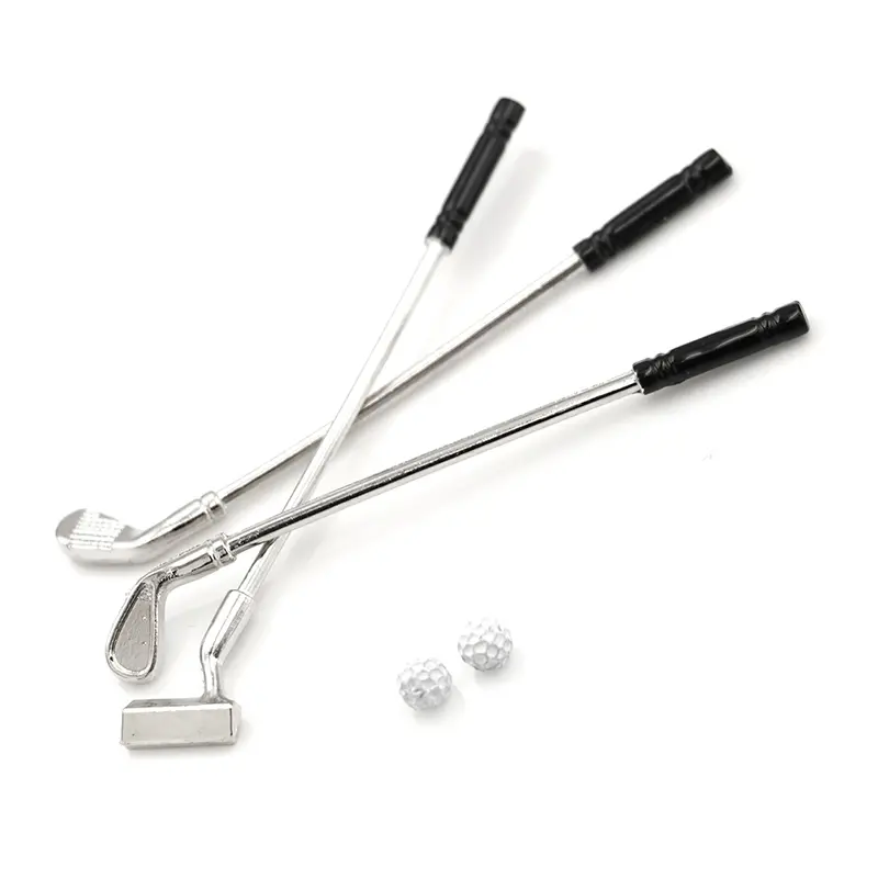 5Pcs 1:12 Dollhouse Miniature Furniture Metal Golf Clubs Set Pretend Play Toys Doll House Decoration Accessories
