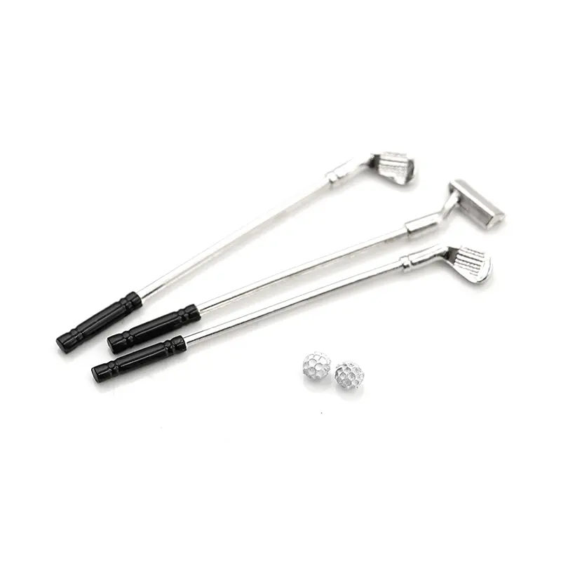 5Pcs 1:12 Dollhouse Miniature Furniture Metal Golf Clubs Set Pretend Play Toys Doll House Decoration Accessories