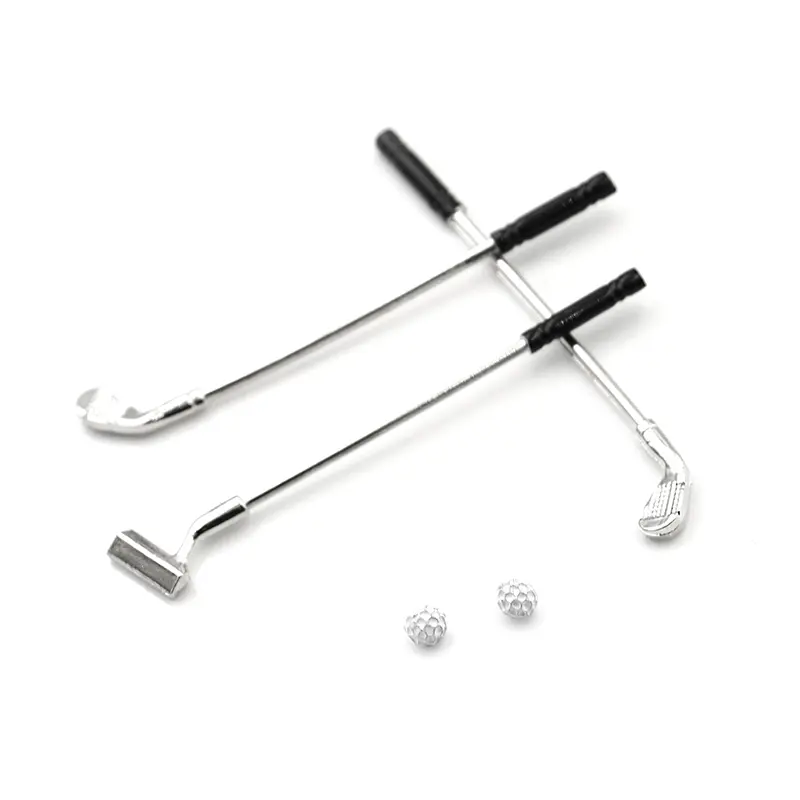 5Pcs 1:12 Dollhouse Miniature Furniture Metal Golf Clubs Set Pretend Play Toys Doll House Decoration Accessories