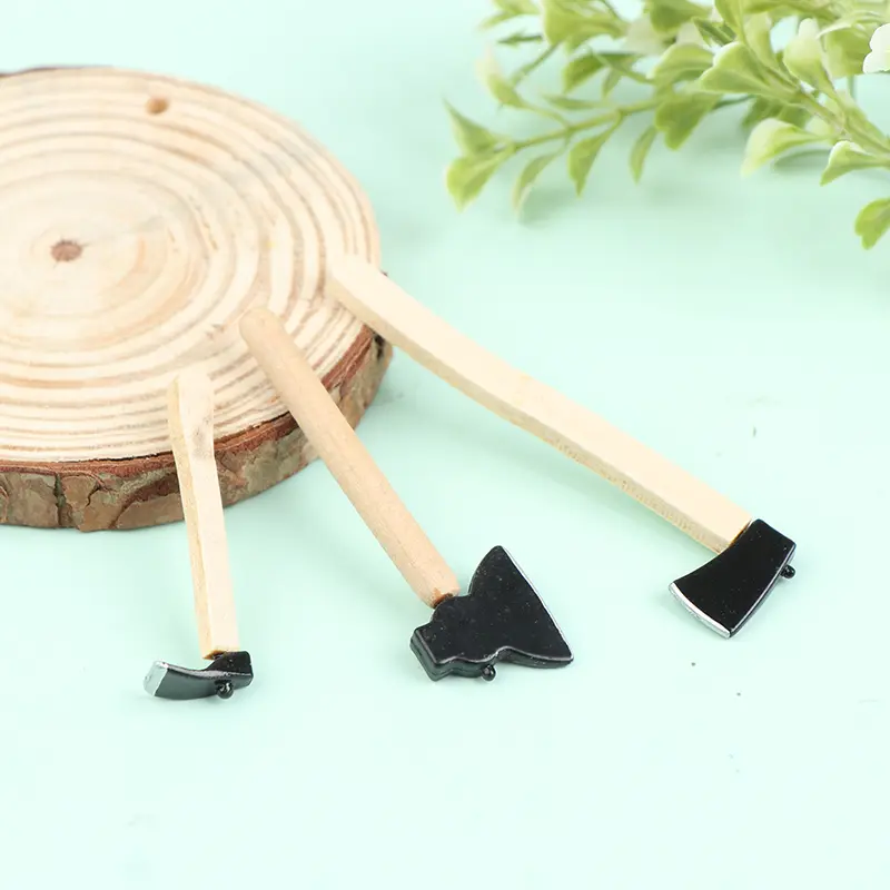 3Pcs/set Mini Wood Metal Chopper Hatchet Dollhouse Miniature Tools