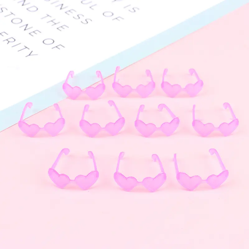 10Pcs Dolls Accessories Mini Plastic Heart Glasses For Dolls 1/6 Doll House Kids Toy Party Glasses