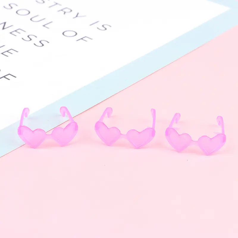 10Pcs Dolls Accessories Mini Plastic Heart Glasses For Dolls 1/6 Doll House Kids Toy Party Glasses