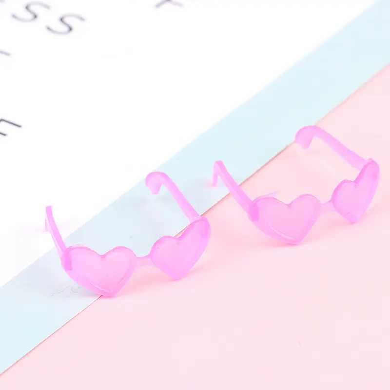 10Pcs Dolls Accessories Mini Plastic Heart Glasses For Dolls 1/6 Doll House Kids Toy Party Glasses