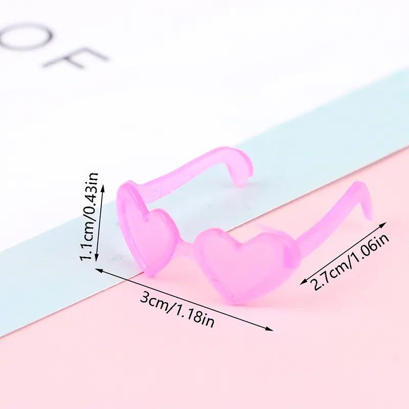 10Pcs Dolls Accessories Mini Plastic Heart Glasses For Dolls 1/6 Doll House Kids Toy Party Glasses