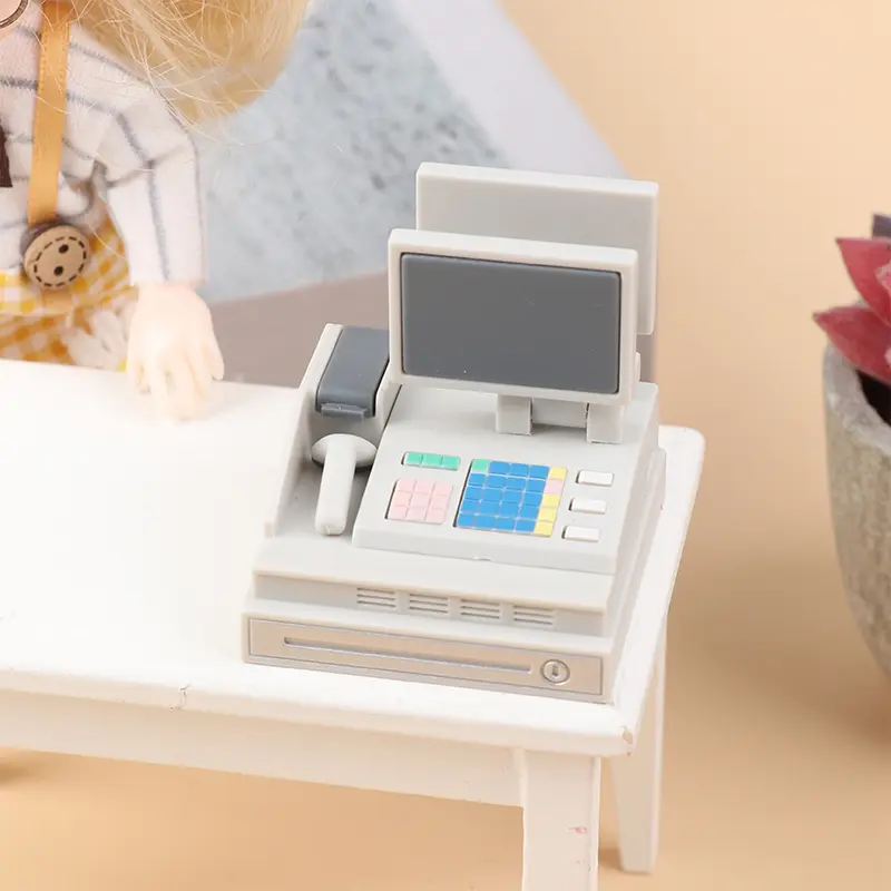 1Set  Doll house scene decoration Supermarket store card machine scanner model toy