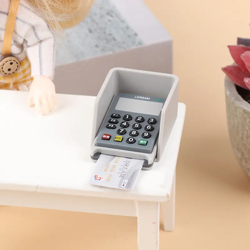 1Set  Doll house scene decoration Supermarket store card machine scanner model toy