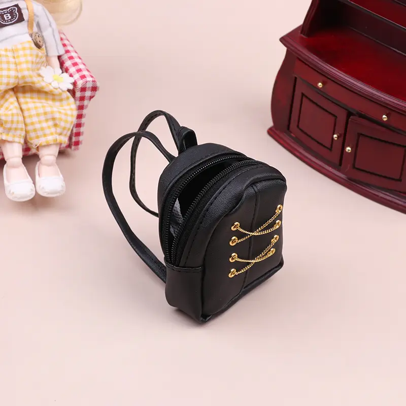 1:6 Dollhouse Miniature Backpack Chain Bag For 30cm Doll Decor Toy Doll House Accessories Kids Pretend Play Toys