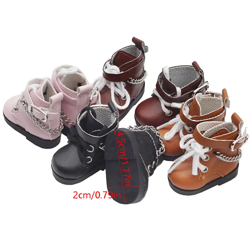 Mini Doll Shoes Chain Shoes High-top PU Shoes For American Paola Reina Doll&1/6 BJD Blythe EXO Doll Boots Girl`s Gift