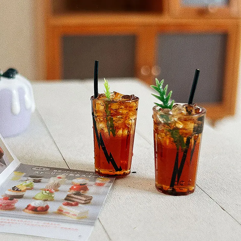 Miniature Cafe Toy Decoration Model Mini Drink Iced American Latte Play House For Dollhouse Accessories