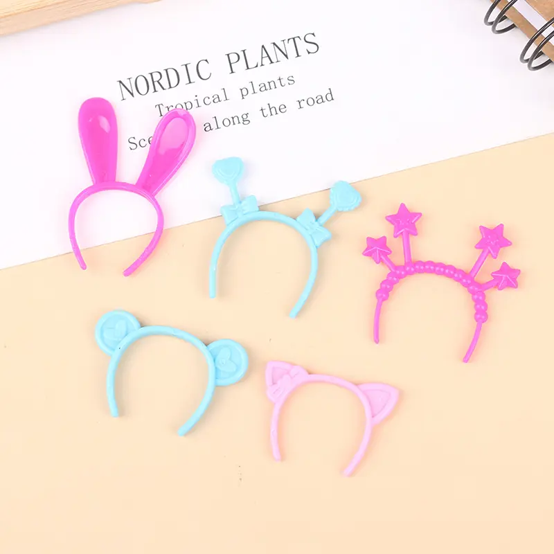 5Pcs Dollhouse Miniature Headband Rabbit/Cat/Bear Ear Head Band Doll Mini Hairwear Hair Accessories for 30cm Doll