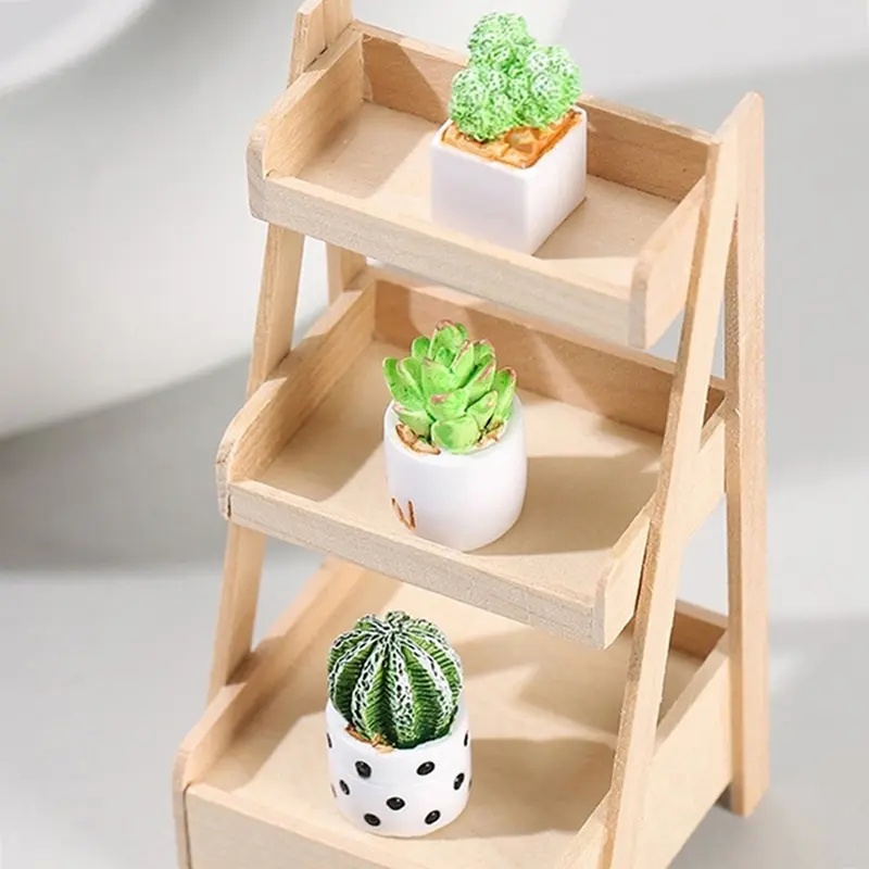 1/4Pcs 1:12 Dollhouse Miniature Plant Potted Succulent Pot Cactu Micro Landscape Model Home Garden Decor Toy