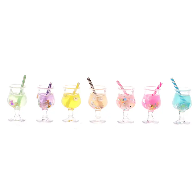 2Pcs Mini Drink Cups Model Pretend Play Mini Food Doll Accessories Fit Play House Toy Dollhouse Miniature