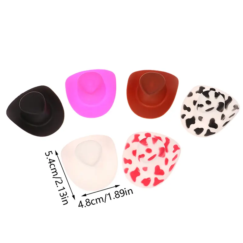 10Pcs Miniature Plastic Doll Hat Western Cowboy Hat Cowgirl Hat For Dolls Decoration Accessories