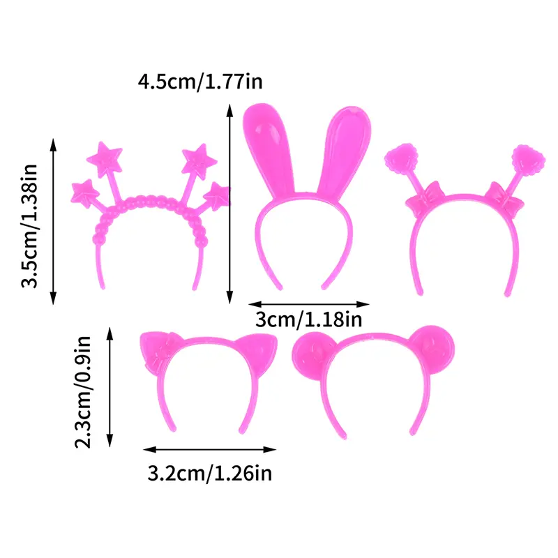 5Pcs Dollhouse Miniature Headband Rabbit/Cat/Bear Ear Head Band Doll Mini Hairwear Hair Accessories for 30cm Doll