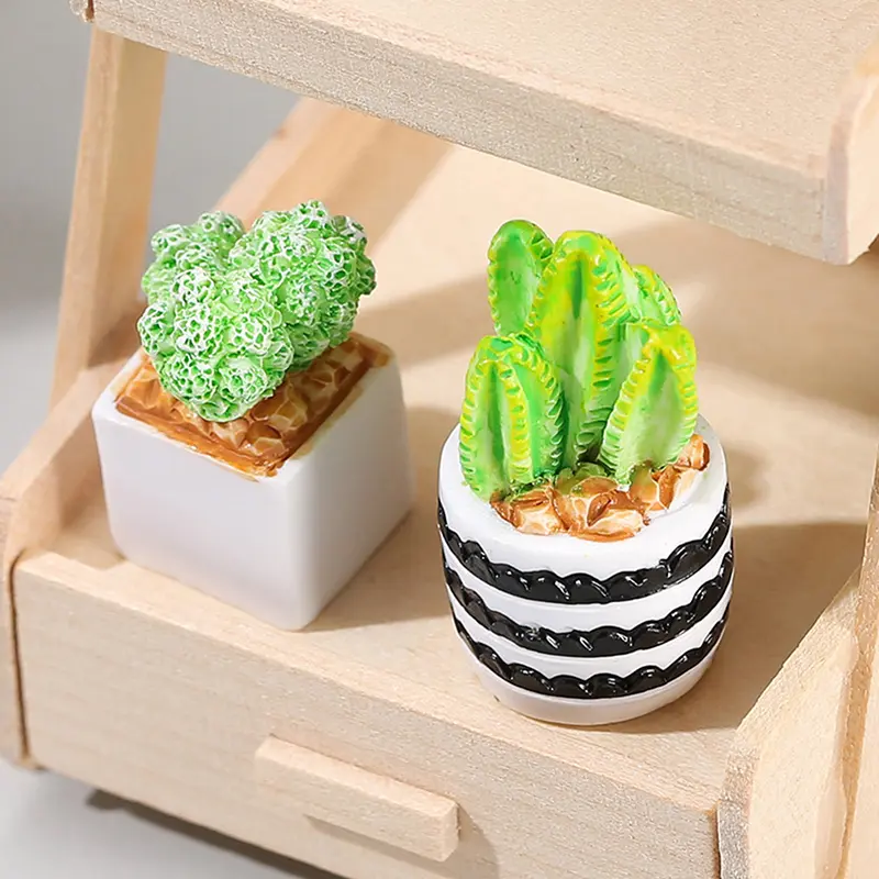 1/4Pcs 1:12 Dollhouse Miniature Plant Potted Succulent Pot Cactu Micro Landscape Model Home Garden Decor Toy