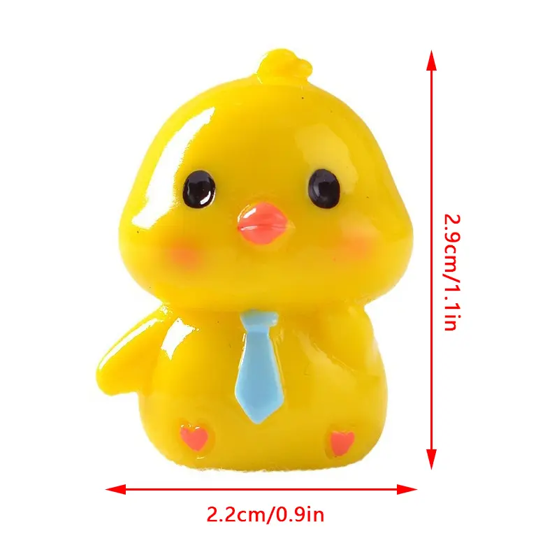 Mini Cute Cartoon Tie Chick Landscape Ornament Dollhouse Miniature Decoration Resin Desktop Decoration Accessories
