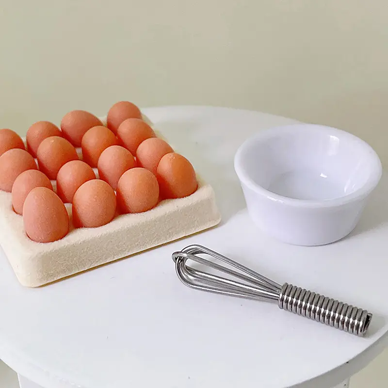 1/4/17PCS Egg With Tray Dollhouse Kitchen Toy Doll Accessories Gift Playing House Miniature Simulation Food Scene Model