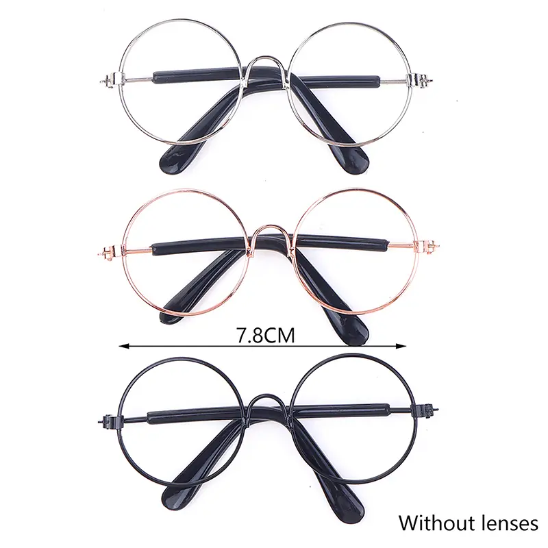 DIY Doll Dressing Accessories High Quality 20cm EXO Dolls Glasses 3 Color Round Frame Lensless Eyewear Toy Miniature Eyeglasses