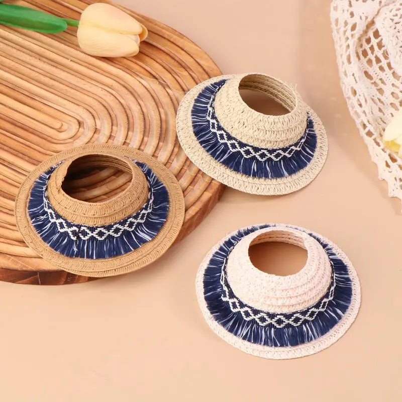 Mini Doll Straw Hat Empty Top Plush Dolls Clothes Accessories Cute Dolls Decoration Pretend Play Toys