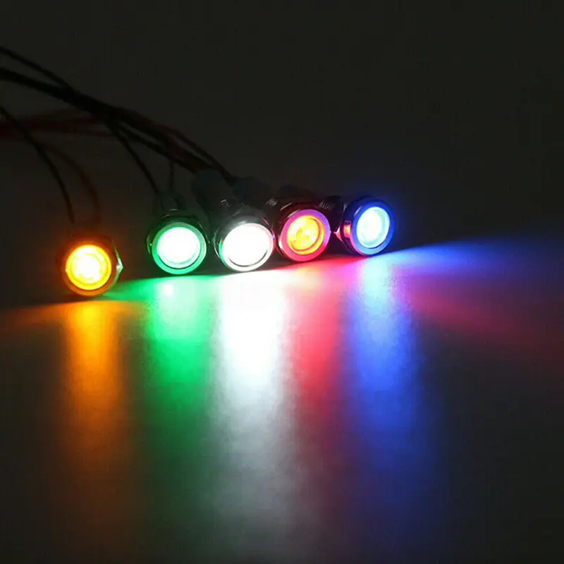 5PCS Yellow Blue Green White Red IP67 Waterproof LED Metal Indicator Light Dash Dashboard Panel Warning Lamp 6mm 12V-24V