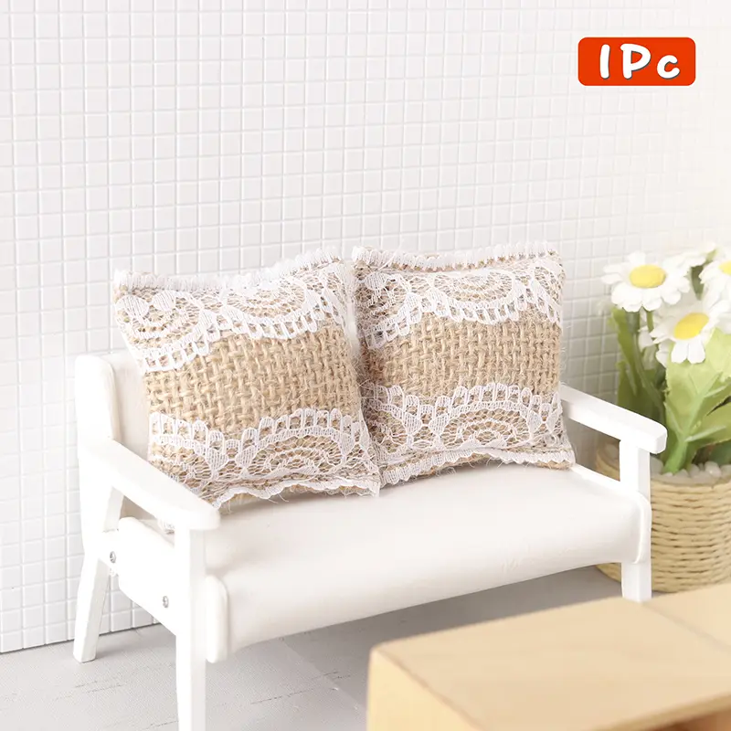 1:12 Dollhouse Miniature Lace Pillow Sofa Pillow Cushions Doll Furniture Decoration Toy Dolls House Home Accessories