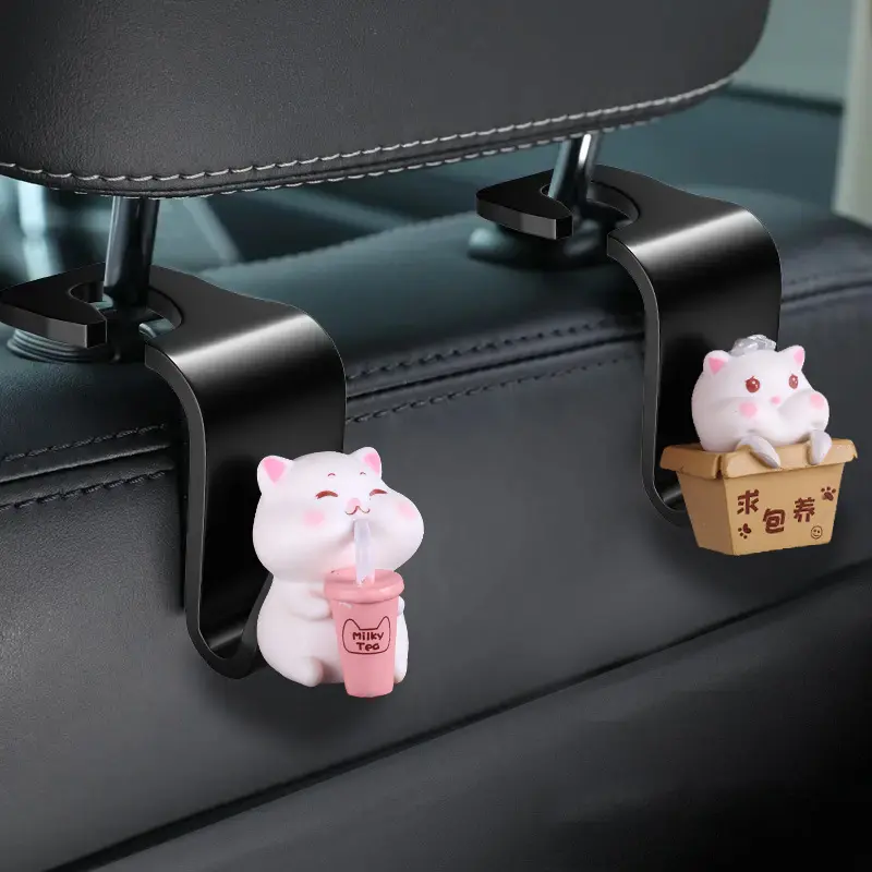Cartoon Pig Duck Rear Seat Back Hook Headrest Holder Storage Hanger Multi-function Organizer Auto Car Interior Accessories