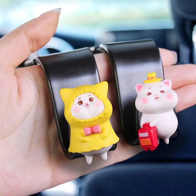 Cartoon Pig Duck Rear Seat Back Hook Headrest Holder Storage Hanger Multi-function Organizer Auto Car Interior Accessories