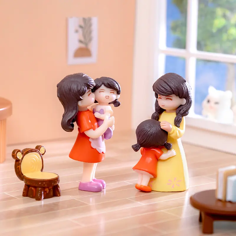 1pc Miniatures Figurines Mother's Day Mother And Daughter Figure Doll Micro Landscape DIY Home Desktop Decoration Ornaments